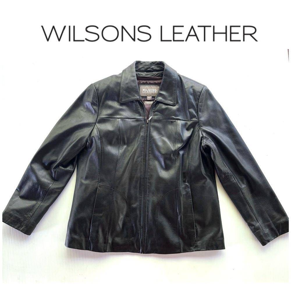Wilsons Leather Black Leather Zip-Front Jacket